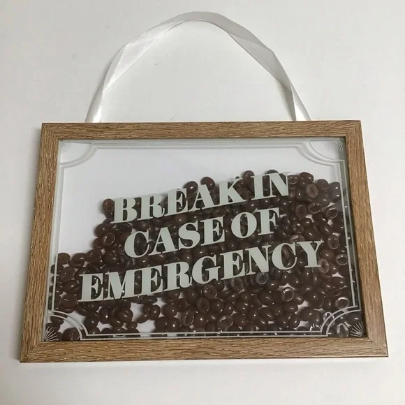 Coffee Shop Picture Bean Filled Wall Art Box Break In Case of Emergency Cafe 3D - Picture 2 of 15